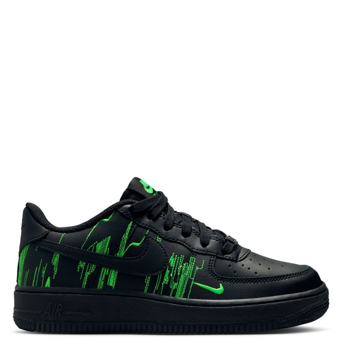 Grade-School Nike Air Force 1 LV8 4 Black/Black-Green Strike-Vivid Purple