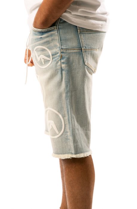 Aphex Puff Print Denim Shorts Light Blue