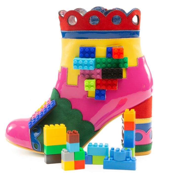 Building Love Platform Heel Boots Pink-Yellow-Green