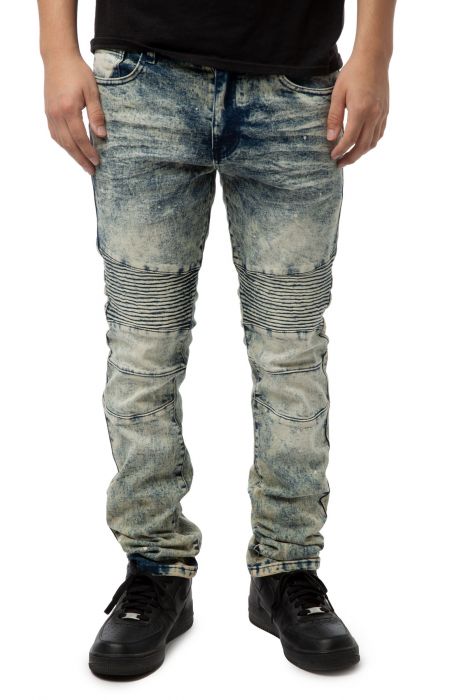 Caution Stripe Slim Jeans Blue