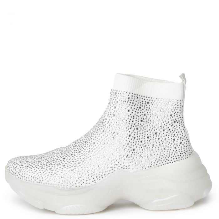 Genova-2 Rhinestone Sock Sneaker White