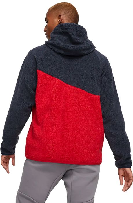 Sportswear Swoosh Sherpa Pullover Hoodie Obsidian/University Red/White
