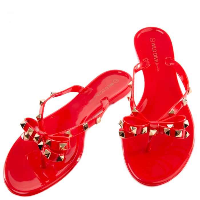 Joanie-172 Jelli Flip Flops Red