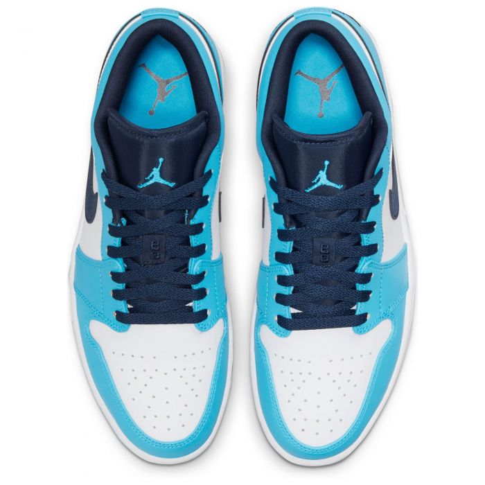 Air Jordan 1 Low White/Dk Powder Blue-Obsidian