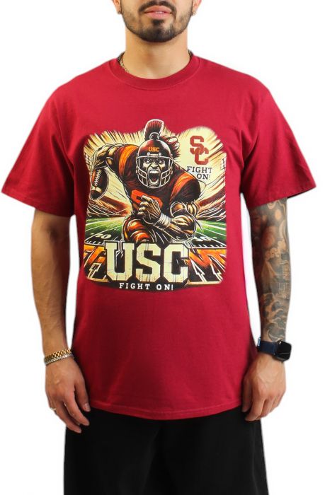 USC Trojans Fight on T-shirt  MAR/GOLD/BLK