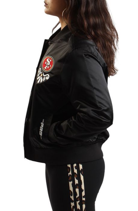 NFL San Francisco 49ers Sugar Skull Satin Jacket  Black