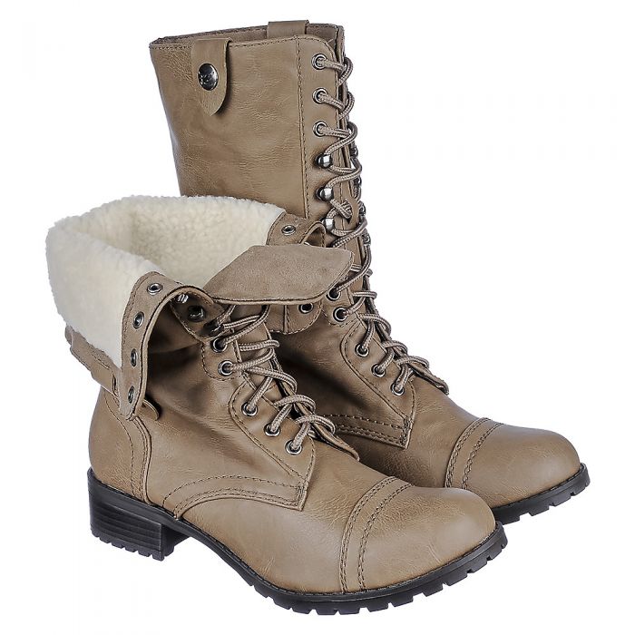 SHIEKH Fold-Down Combat Boot Oralee-S FD ORALEE-S/TAUPE/BEIGE - Shiekh