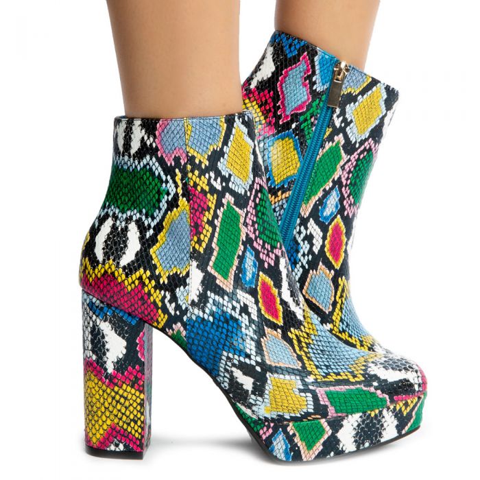 Sorbet-01 Platform Booties Multi Snake