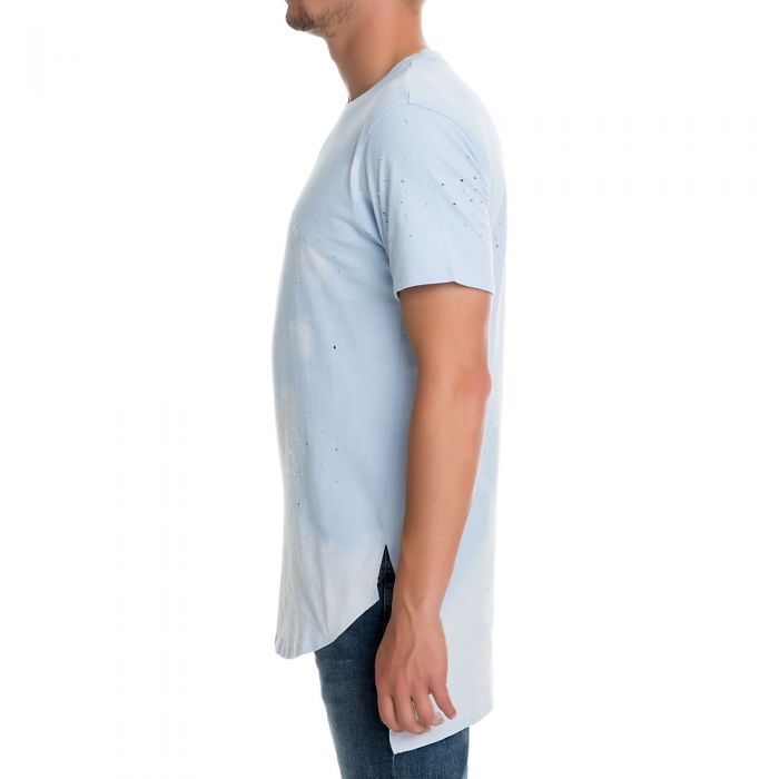 Men's Long Bleach Dist Tee Sky Blue