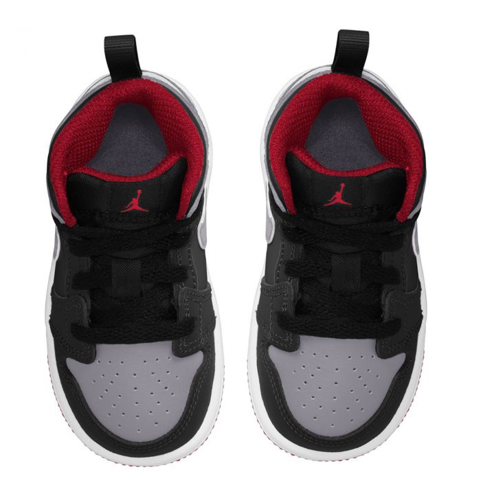 Toddler Jordan 1 Mid Black/Cement Grey-Fire Red-White