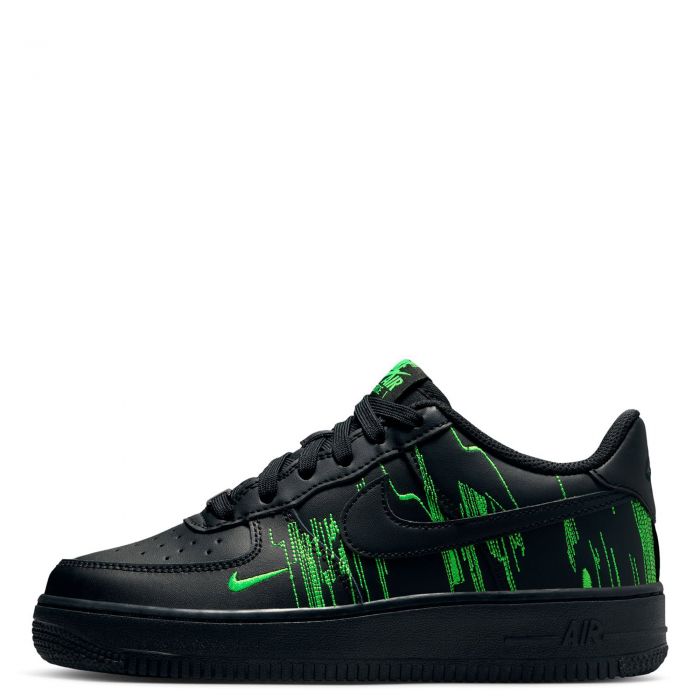 Grade-School Nike Air Force 1 LV8 4 Black/Black-Green Strike-Vivid Purple