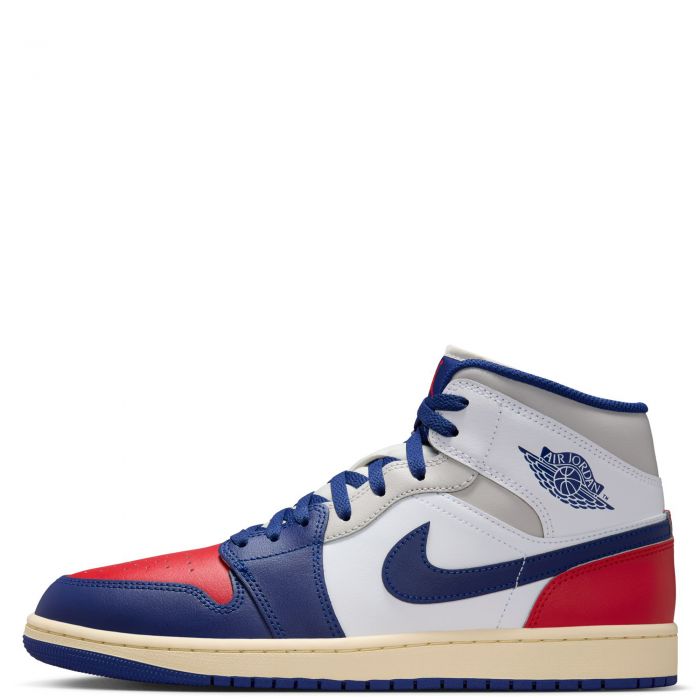 Air Jordan 1 Mid White/Deep Royal Blue-University Red