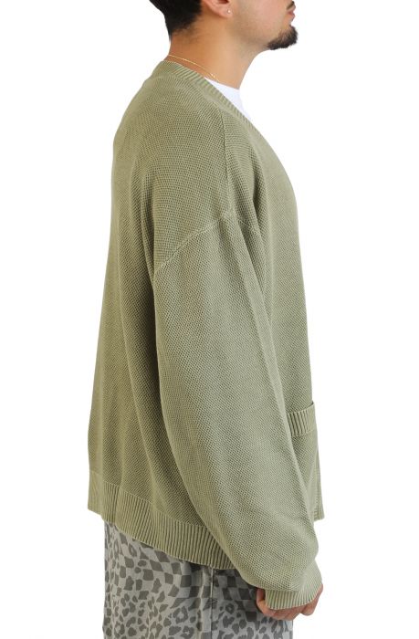 Bayview Acid Wash Cardigan Sweater Bay Leaf Green