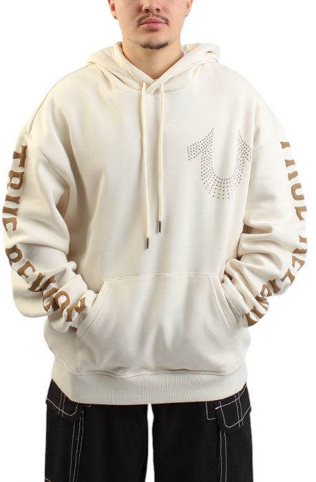 Studded Horseshoe Hoodie  Winter White