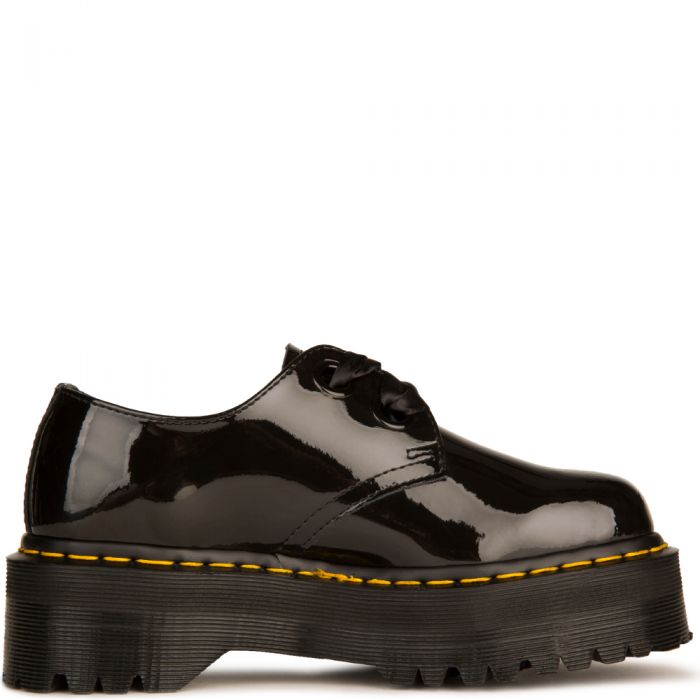 DR. MARTENS for Women: Holly Patent Black Platform Oxfords R21022001 - Shiekh
