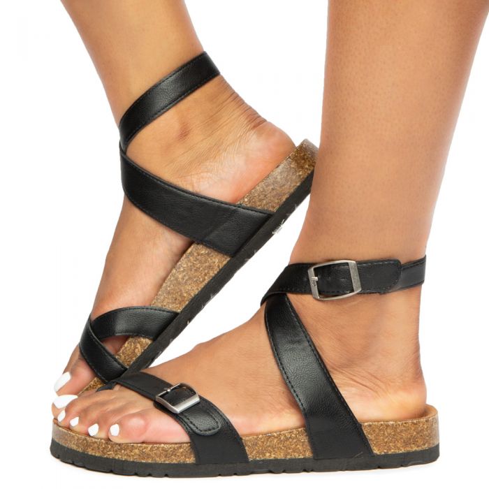 J P ORIGINAL DEFEAT-26S ANKLE STRAP SANDALS JPM DEFEAT-26S-BLKP - Shiekh