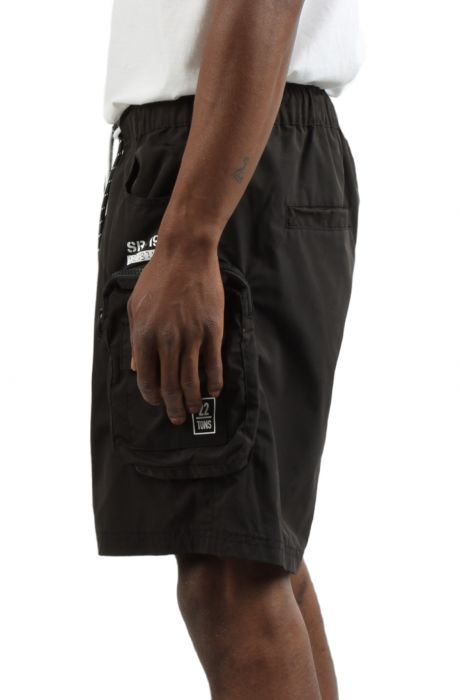 Printed Utility Lounge Windbreaker Shorts Black