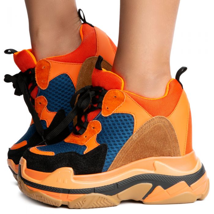 orange platform sneakers