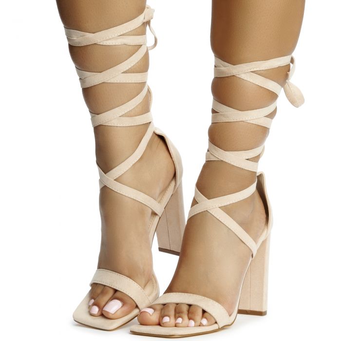 Novax-11 Lace Up High Heel Nude