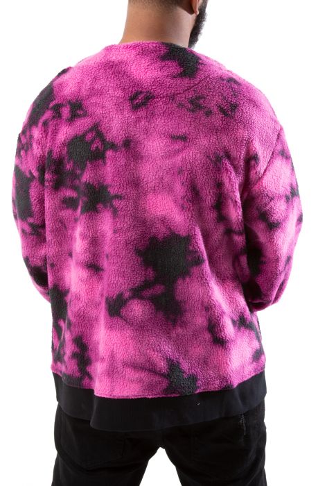 Sherpa Zip Cardigan Galaxy Dye Fantastic Fuchsia
