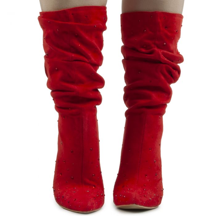 Fancified Studded Boots Red