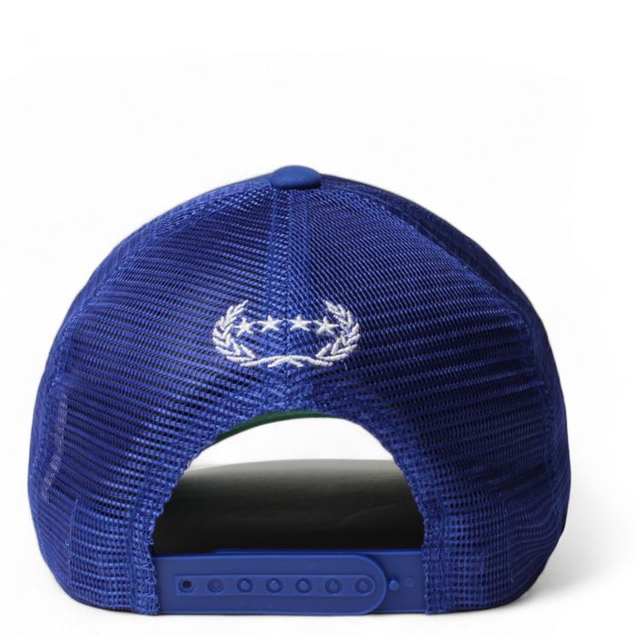 Ask Me Trucker Hat   Royal Blue