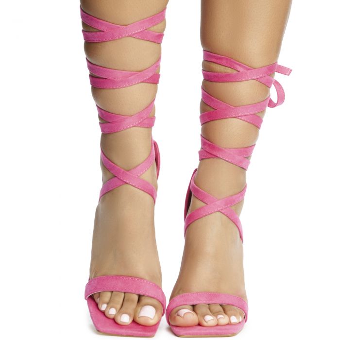 Novax-11 Lace Up High Heel Pink