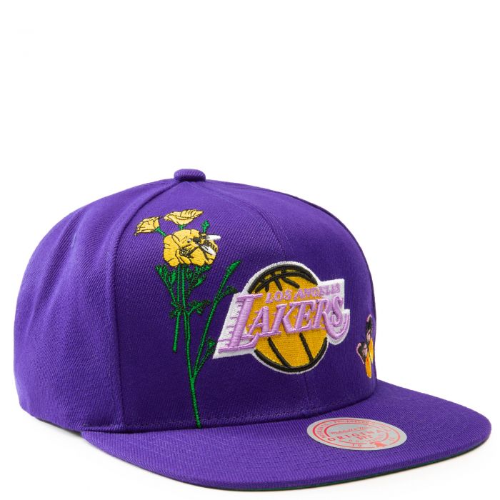 Los Angeles Lakers State Flower Snapback Hat Purple