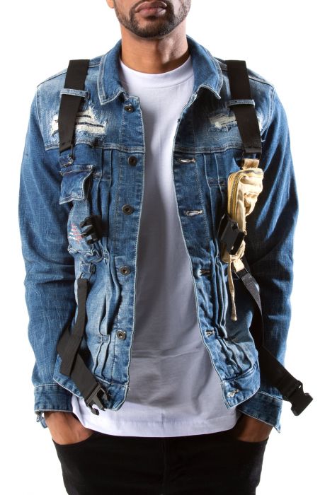 Smoke Rise Mens Patch Fashion Jacket Jacket JJ21731-BRISTOL Blue XL