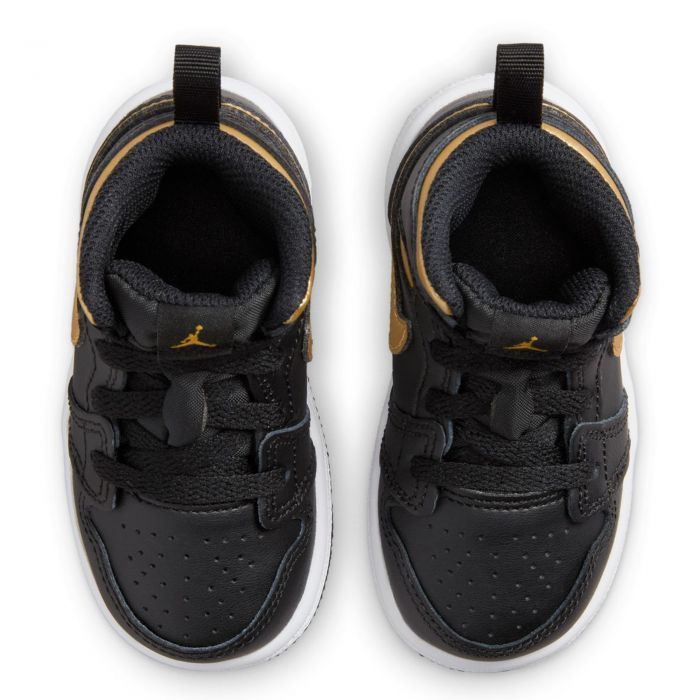 Toddler Jordan 1 Mid Black/Metallic Gold-White