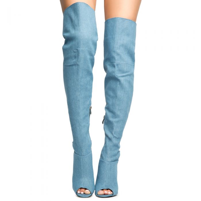 Cape Robbin Connie-40 Denim Women's High Heel Boot Denim