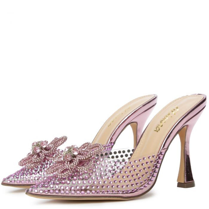 Divinny-1 Clear Rhinestone Pump Pink