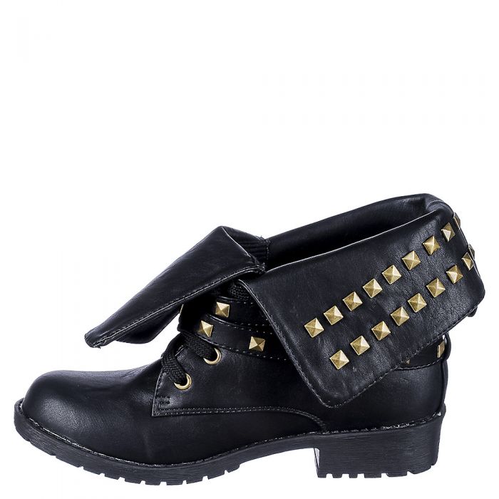 Fold Down Studded Boot Taylor-1-S Black/Gold Black/Gold