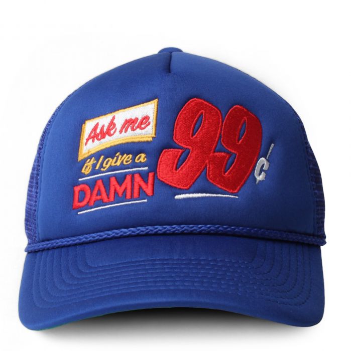 Ask Me Trucker Hat   Royal Blue