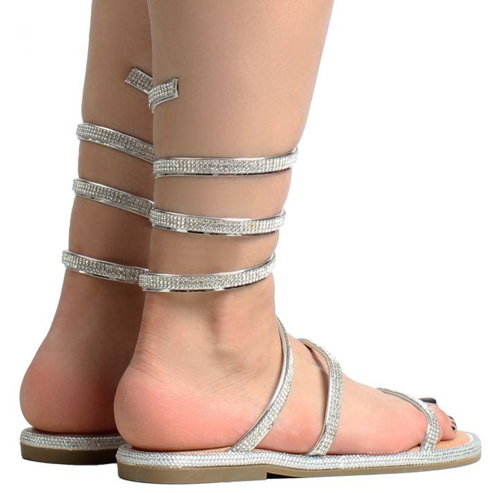 Zoe-2 Wrap Around Sandal  silver