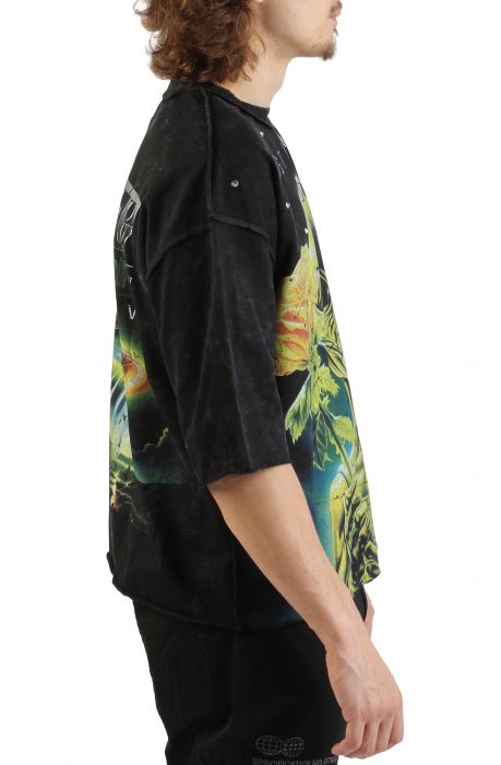 Post Human Soft Touch Washed Cropped T-Shirt  Black