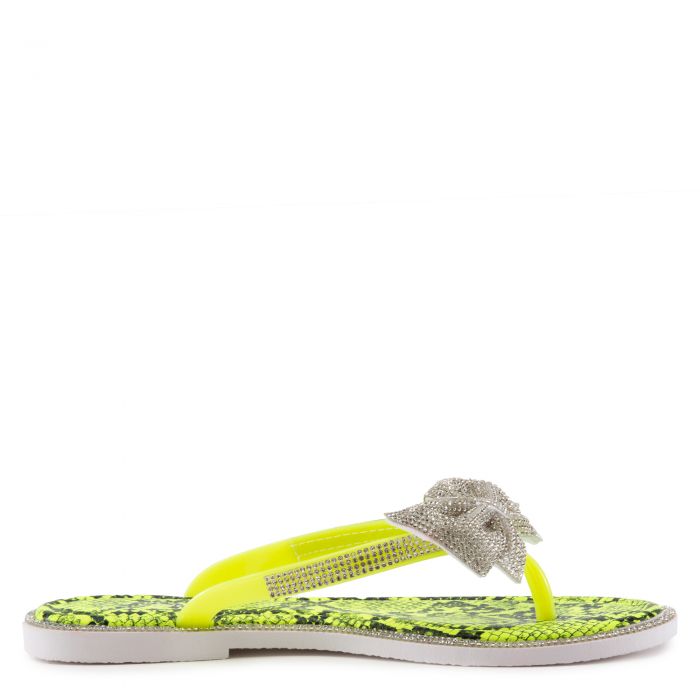 Glint-30 Flat Sandals Neon Yellow