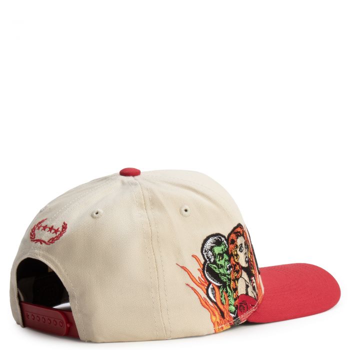 Love Fearlessly Twill Trucker Hat  Sand/Red