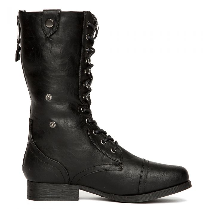 SHIEKH Leather Combat Boot Jetta-25E JETTA-25AE/BLACK - Shiekh