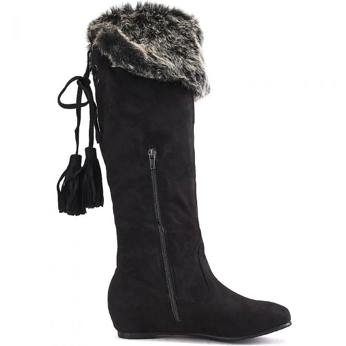 casual fashion flat boots fur