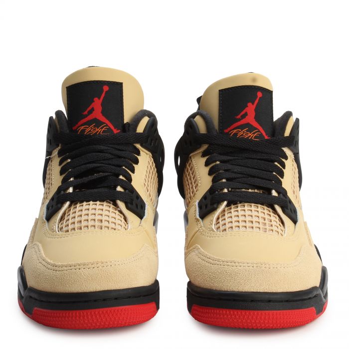 Grade-School Air Jordan 4 Retro 'Pizza' Sesame/Fire Red-Black-White