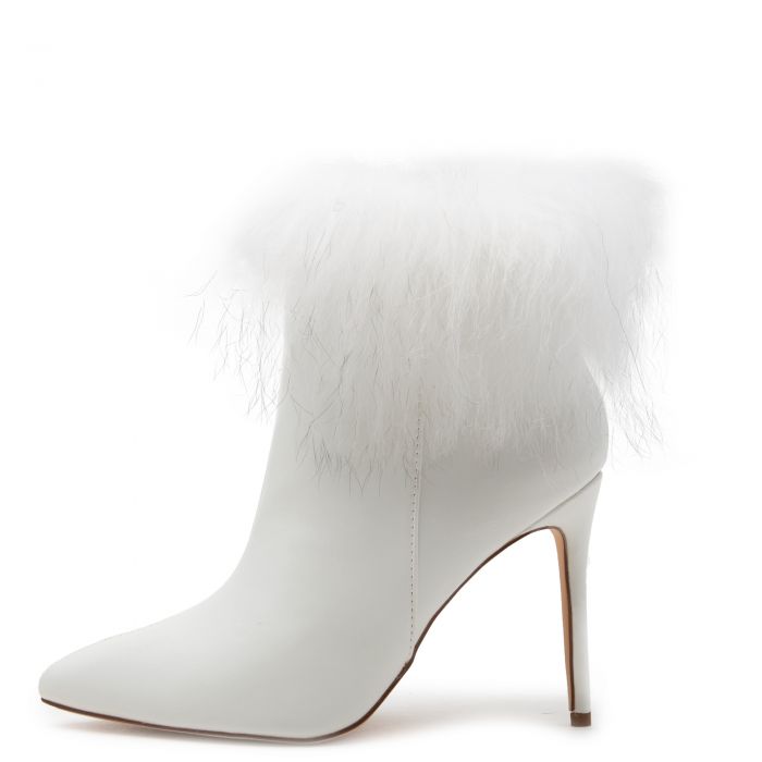 white fur heel boots