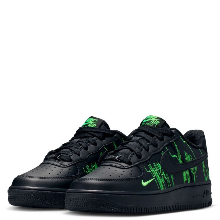 Grade-School Nike Air Force 1 LV8 4 Black/Black-Green Strike-Vivid Purple