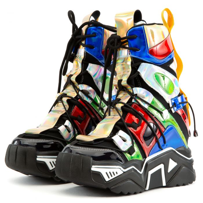 Damson-09 Platform Sneakers Black Hologram