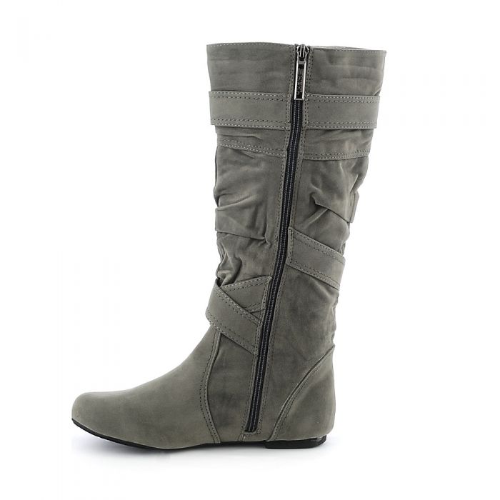 Mid-Calf Flat Boot Sally-4-S Grey Grey