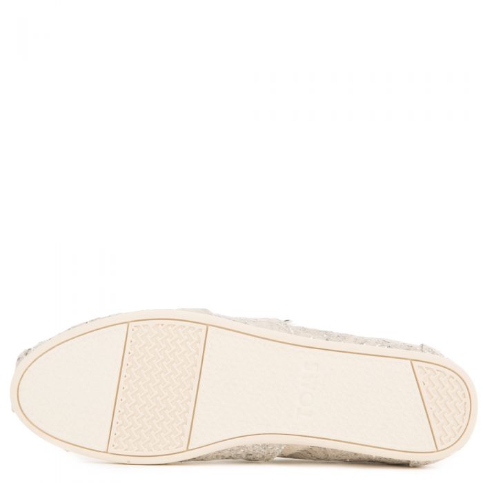 Toms for Women: Classics Silver Lace Glitter Flats Silver