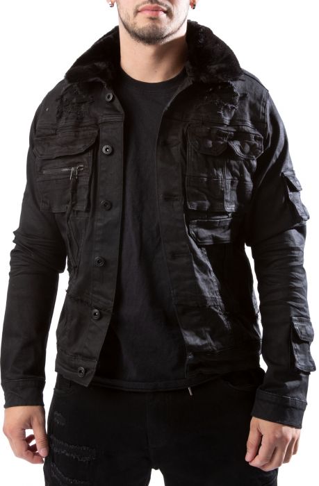 Smoke Rise Runner Cargo Fur Jacket Black