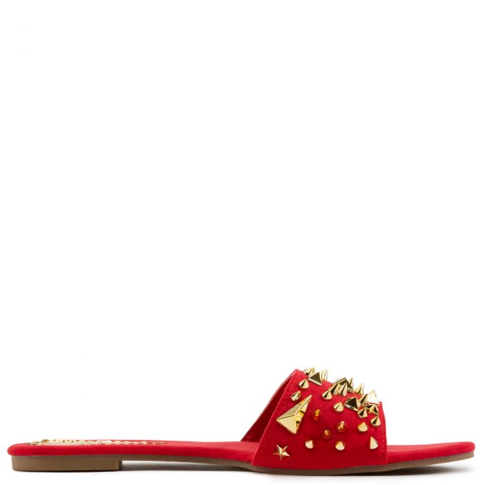 Carnival-12 Flat Studded Sandals Red