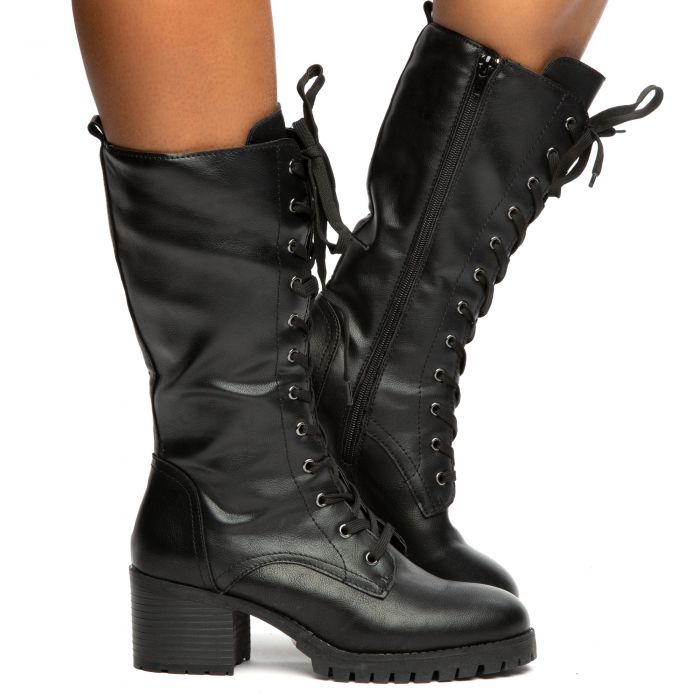 Chief-17 Lace-Up Combat Boots Black