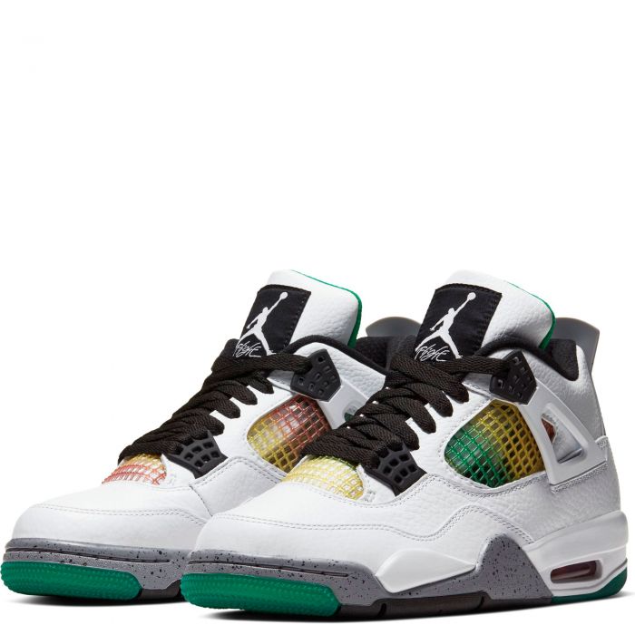 Women's Air Jordan 4 Retro White/Black-University Red-Lucid Green
